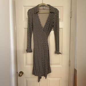 Diane von Furstenberg DVF New Jeanne Two Heart Silk Jersey Wrap Dress Size 12